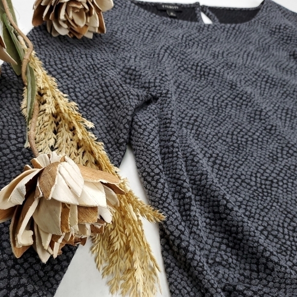 TALBOTS Grey Black Textured Long Sleeve Top Size M - Picture 4 of 10